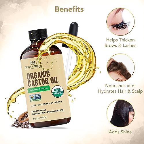 Botanic Hearth Castor Oil | USDA Certified Organic |100% Pure & Hexane Free | Cold Pressed | Growth Botanic Hearth
