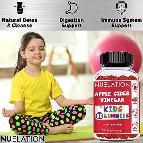 NUELATION Apple Cider Vinegar Gummies for Kids, 60 Servings. Gluten Free, Vegan and Gelatin NUELATION