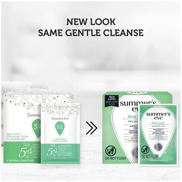 Summers Eve Cleansing Cloths 16 Count Aloe Love (6 Pack) Summer's Eve