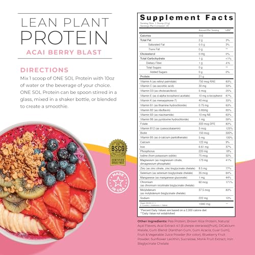 One Sol Protein Powder, Lean & Low Carb, No Bloating, Gluten Free, Lactose-Free One Sol