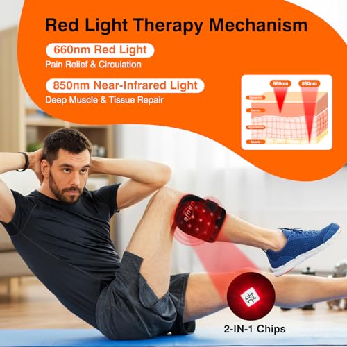 Cordless Red Light Therapy for Knee, Infrared Light Therapy Devices for Knee Pain Relief, Meniscus Injury agiogio