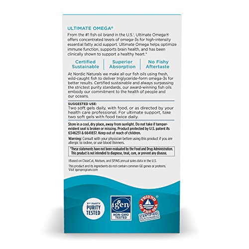 Nordic Naturals Ultimate Omega, Lemon Flavor - 60 Soft Gels - 1280 mg Omega-3 Nordic Naturals