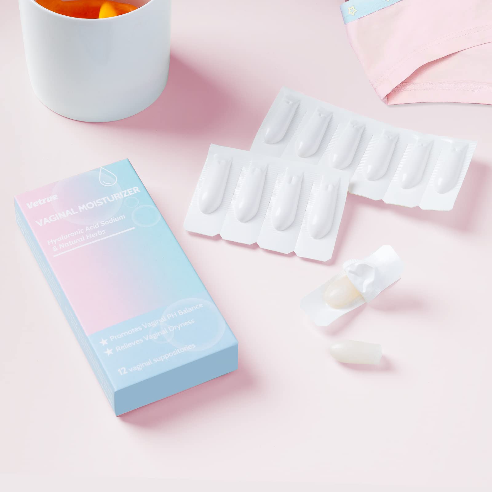 vetrue Intimate Moisturizer, Vaginal Suppository for Dryness & Discomfort, Feminine Long Lasting vetrue
