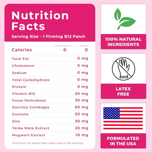 Firming B12 Patches (Pack of 36) - 100% Natural Vitamin Patches for Women, Energy & Body Support Spirit Patches