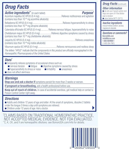 Boiron StressCalm for Relief of Stress, Anxiousness, Nervousness, Irritability, and Fatigue - 60 Count Boiron