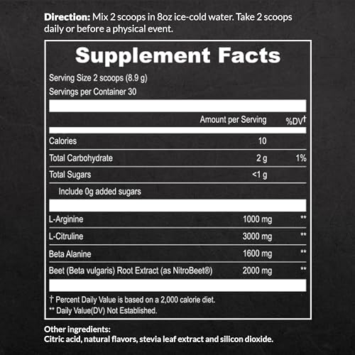 UpNourish Beet Root Powder Nitric Oxide Booster - L arginine L Citrulline Supplements UpNourish