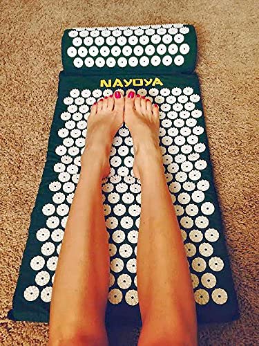 NAYOYA Neck and Back Pain Relief - Acupressure Mat and Neck Pillow Set - Relieves Stress and Sciatic Pain NAYOYA