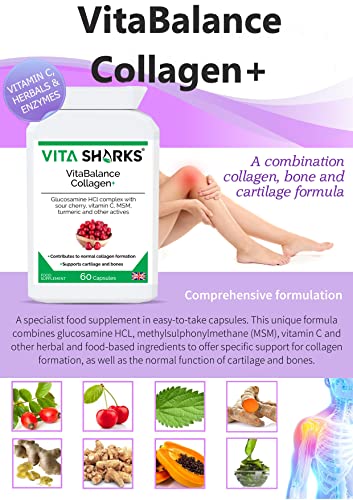 VitaBalance Collagen+ 60 Capsules for Skin, Hair, Nails, Joints & Connective Tissue Vita Sharks