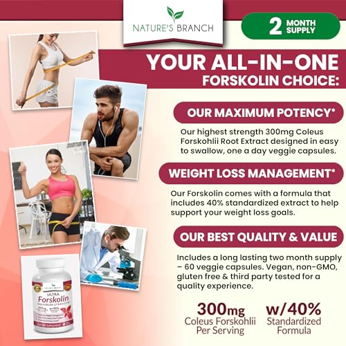 Premium 100% Ultra Pure Forskolin for Weight Loss Max Strength w/ 40% Standardized Nature's Branch