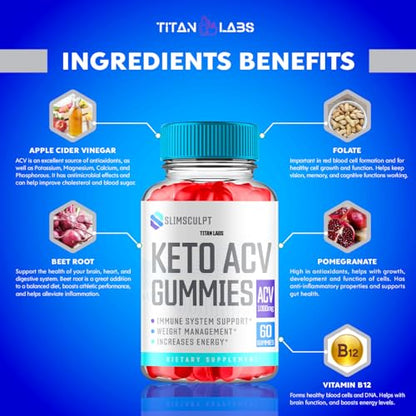 (2 Pack) Slimsculpt Keto ACV Gummies, Slim Sculpt Keto ACV Gummies Advanced Weight Loss 1000MG