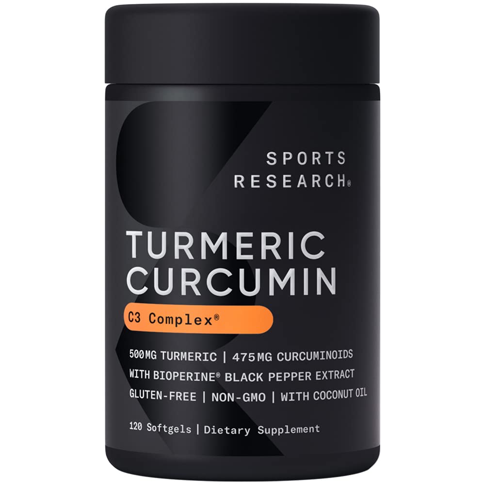 Sports Research Turmeric Curcumin C3 Complex 500 mg, Enhanced with Black Pepper 