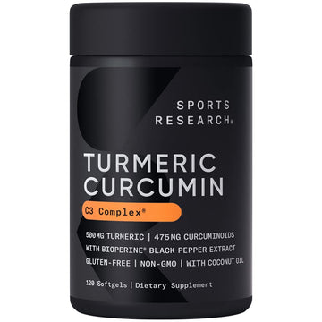 Sports Research Turmeric Curcumin C3 Complex 500 mg, Enhanced with Black Pepper 