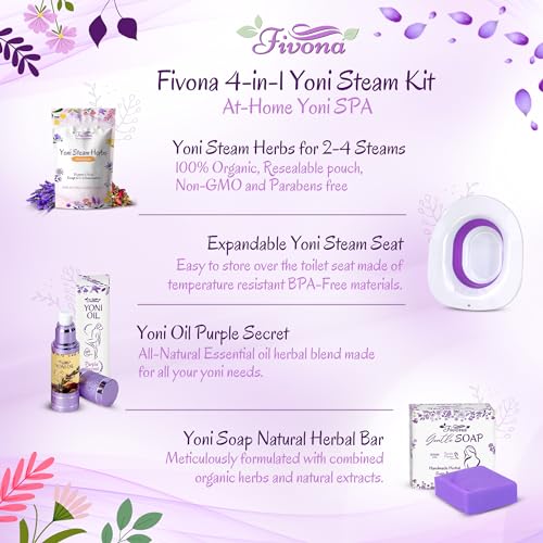 FIVONA Yoni Care Kit 4 in 1 - pH Balanced Natural Yoni Oil, Herbal Bar Soap for Feminine V Wash, Detox FIVONA