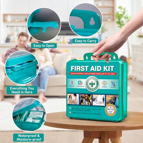 General Medi 360 Pieces Hardcase First Aid Kit - Comprehensive Large First Aid Box General Medi