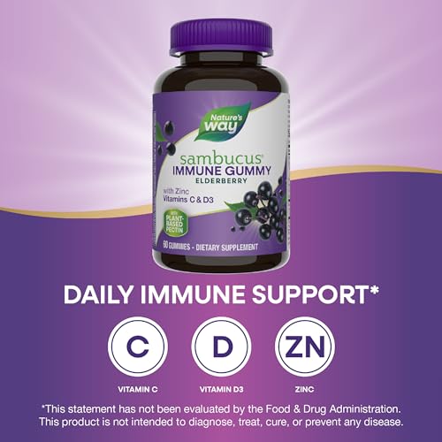 Nature's Way Sambucus Elderberry Immune Gummies, Daily Immune Support Nature's Way
