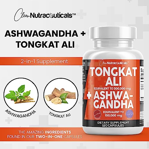 Clean Nutraceuticals Tongkat Ali 300,000mg and Ashwagandha 100,000mg