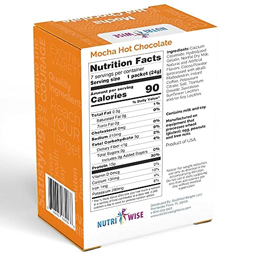 NutriWise – High Protein 15g | Instant Hot Drink | Mocha | 7/Box | Weight Loss, KETO Diet Friendly NutriWise