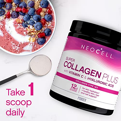 NeoCell Super Collagen Powder, Collagen Plus includes Vitamin C & Hyaluronic Acid NeoCell
