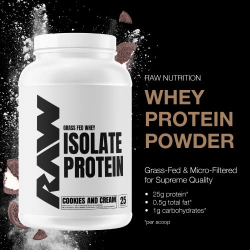 RAW Whey Isolate Protein Powder, Cookies N Cream - 100% Grass-Fed Sports Nutrition RAW
