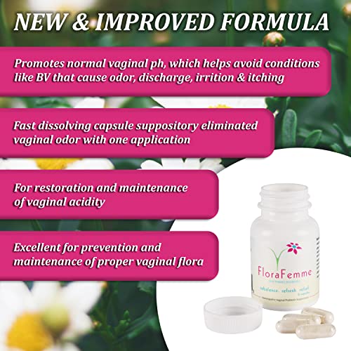 FLORAFEMME - pH Vaginal Probiotics Suppository - Supports pH Balance of Yeast & Bacteria FLORAFEMME