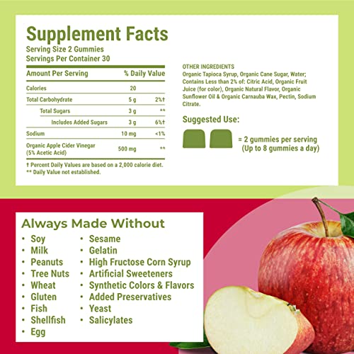 Hyland's Naturals Organic Apple Cider Vinegar Blast Gummies, Digestive Health Suppor Hyland's