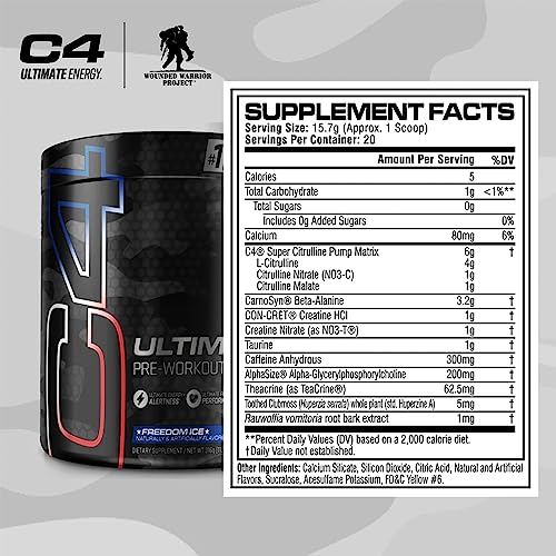 C4 Ultimate x Wounded Warrior Project Pre Workout Powder Freedom Ice - Sugar Free Cellucor
