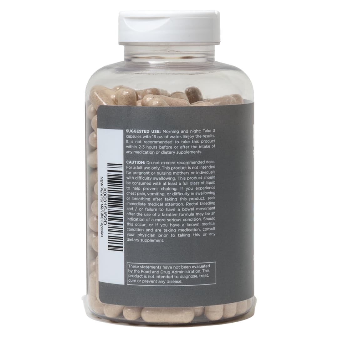Pure for Men Stay Ready Fiber Supplement, 240 Vegan Capsules | Supports Daily Pure for Men