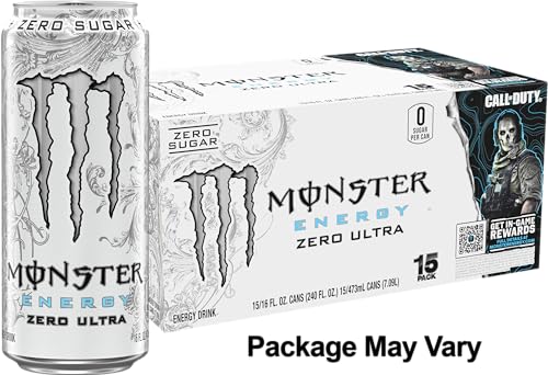 Monster Energy Zero Ultra, Sugar Free Energy Drink, 16 Ounce (Pack of 15) Monster Energy