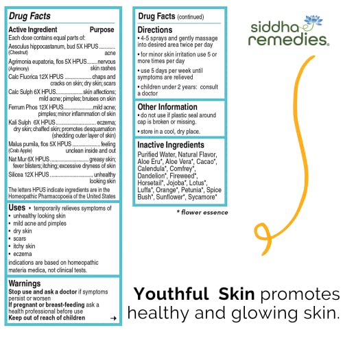 Siddha Remedies Youthful Skin Cell Salts Flower Essences for Dry Itchy Skin, Acne Pimples, Scar Removal Siddha