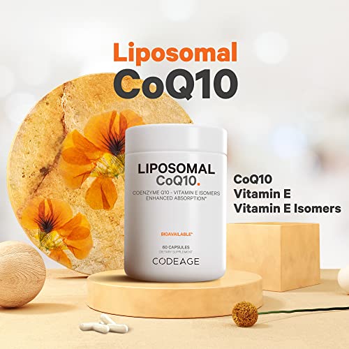 Codeage Liposomal CoQ10 Supplement - Vitamin E Isomers Tocopherols - 125mg Coenzy Codeage