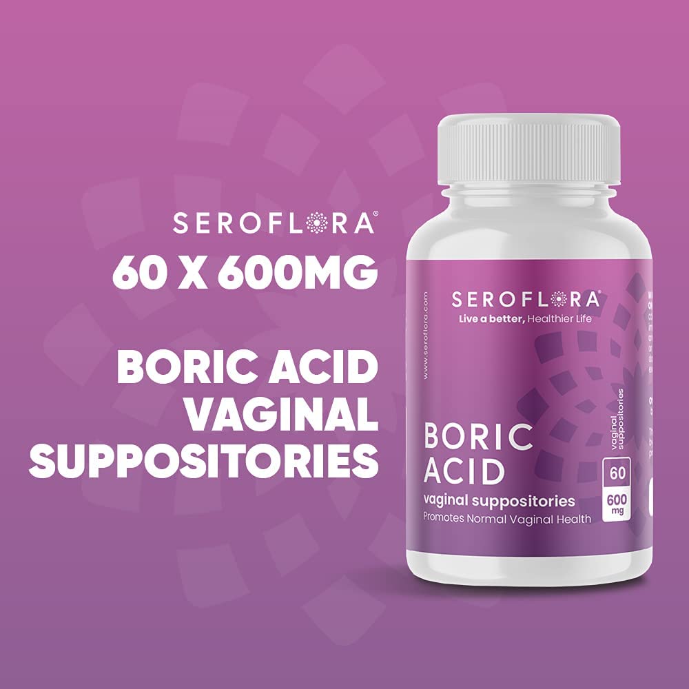 Seroflora Boric Acid Vaginal Suppositories - Promotes Vaginal pH Balance and Odor Control Seroflora