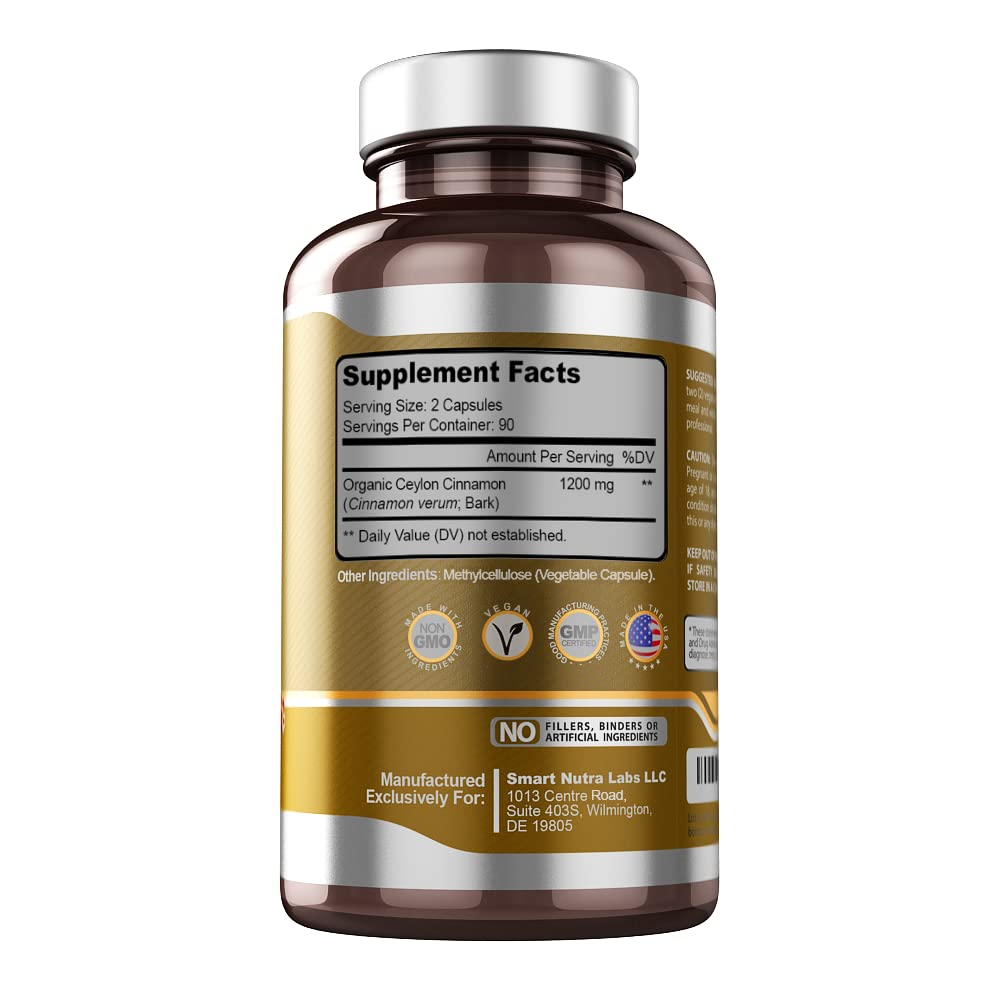 SMART NUTRA LABS Organic Ceylon Cinnamon Supplement 1200mg per