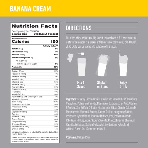 Isopure Protein Powder, Zero Carb Whey Isolate with Vitamin C & Zinc for Immune Support Isopure