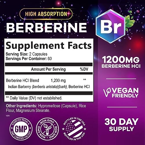 Berberine Supplement 1200mg per Serving - High Absorption Heart Health Support Nature's Nutrition