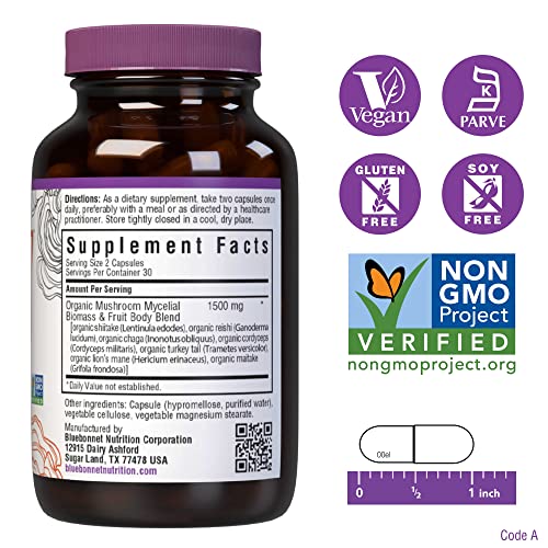 Bluebonnet Nutrition Myco-7 Mushroom Defense – 7 Organically Grown U.S. Whole Bluebonnet