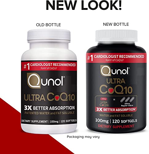 Qunol CoQ10 100mg Softgels, Ultra CoQ10 100mg, 3x Better Absorption, Antioxidant Qunol