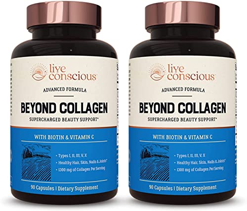 Live Conscious Beyond Collagen Multi Collagen Capsules - Types I, II, III, V & X