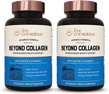 Live Conscious Beyond Collagen Multi Collagen Capsules - Types I, II, III, V & X