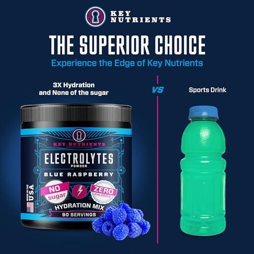 KEY NUTRIENTS Multivitamin Electrolytes Powder No Sugar - Tempting Blue Raspberry KEY NUTRIENTS