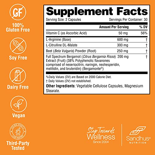 Sandhu's L-Arginine with Nitric Oxide Precursor | Made in The USA| 30 Days Supply Sandhu's