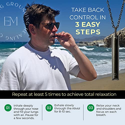 Mindful Breathing Necklace for Anxiety Stress Relief - Earth and Moon Stainless Steel Anxiety EARTH AND MOON