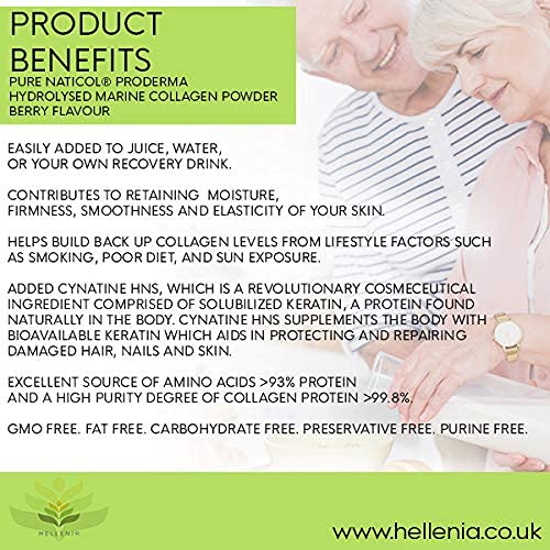 Pure Hydrolysed Marine Collagen Powder 300g | Berry Flavour | Type 1 and 3 Hellenia