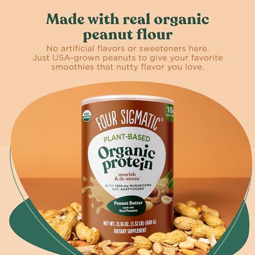 Four Sigmatic Organic Plant-Based Protein Powder Peanut Butter Protein with Lion’s Mane Four Sigmatic