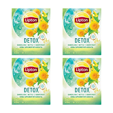 Lipton Green Tea Bags, Herbal Supplement for Detox, 15 Count (Pack of 4)