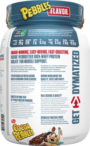 Dymatize ISO100 Hydrolyzed Protein Powder, 100% Whey Isolate Protein, 25g of Protein Dymatize