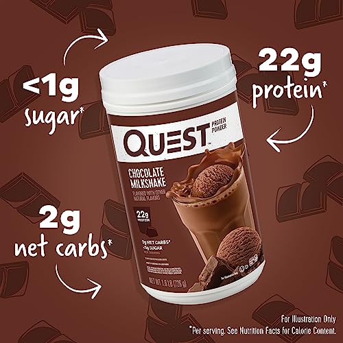 Quest Nutrition Chocolate Milkshake Protein Powder, 22g Protein, 2g Net Carbs, 1g Sugar Quest Nutrition