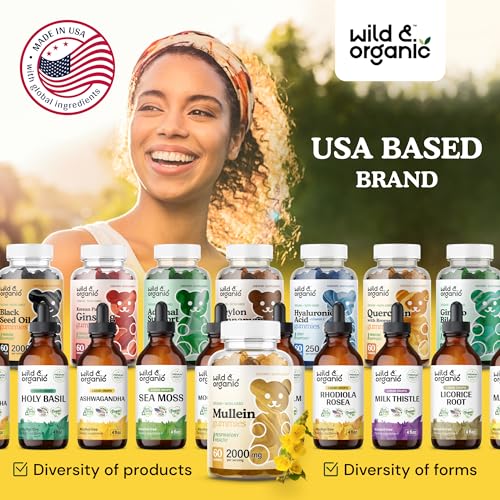 Wild & Organic Mullein Gummies - Daily Dietary Supplement for Respiratory, Digestive 