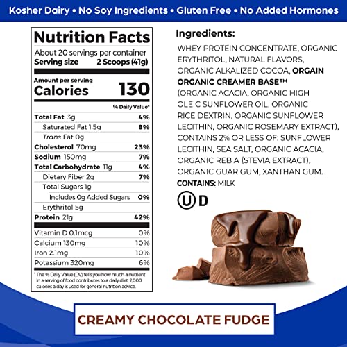 Orgain Whey Protein Powder, Creamy Chocolate Fudge - 21g Grass Fed Dairy Protein Orgain