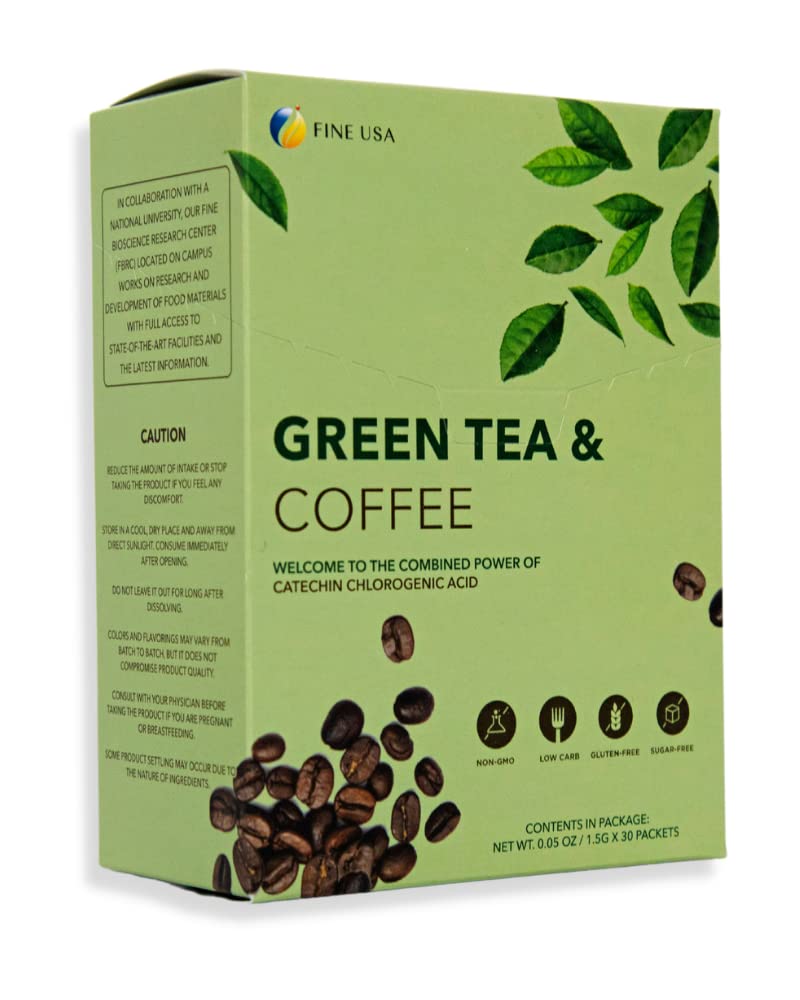 Fine USA Green Tea & Coffee | Clean Energy & Focus | Boost Metabolism | Catechins 