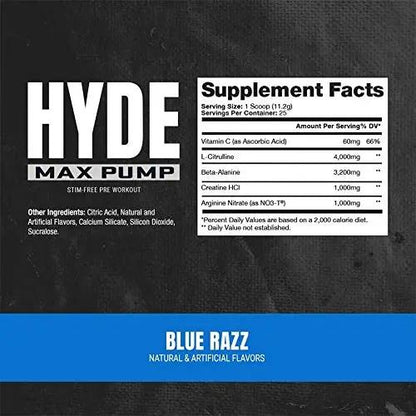 PROSUPPS Hyde Xtreme Blue Razz and Hyde Max Pump Blue Raspberry Bundle